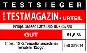 ETM Testmagazin Testsieger Philips Senseo Latte Duo HD7857 20